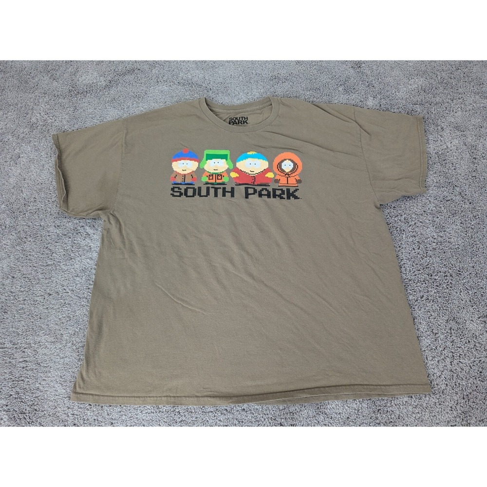 South Park Hybrid T Shirt Mens 3X Short Sleeve Crew Neck Brown Spellout